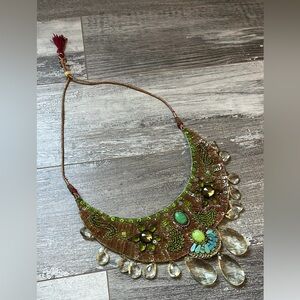 Vintage Anthropologie Bib Crystal Necklace Reversible